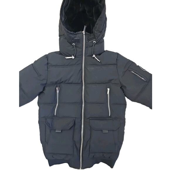 Supply & Demand Jacket Men Size Medium Black Zipper Pockets Fur Parka - Picture 8 of 11